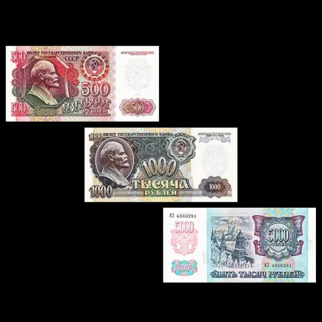 Set 3 PCS, Russia 500-5000 Rubles, 1992, P249-252, UNC