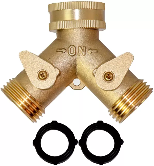 3/4" Solid Brass Double Two Way Tap Garden Connector Adaptor Hose Splitter