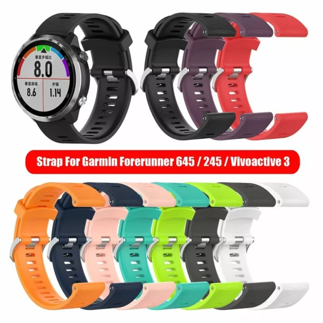 20mm  Silicone Watch Band Strap for Garmin Forerunner 645 245 245M Vivoactive 3