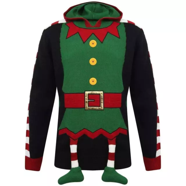 Christmas Festive Elf Body Mens Hooded Jumper