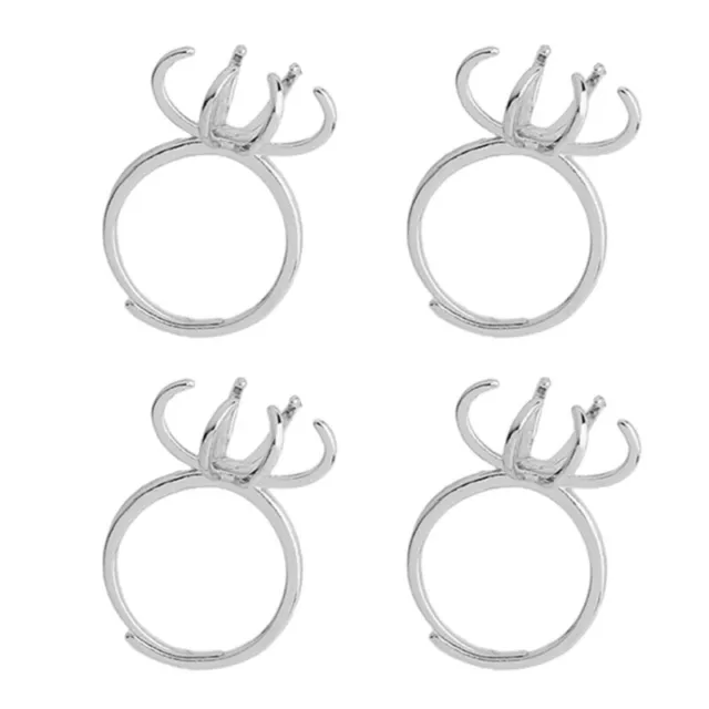 Set of 4 Genuine 18K Brass Plated Claw Prong Settings Durable Blank Rings Base