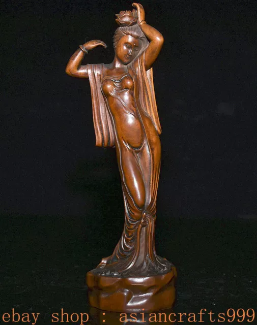 8,4" Rare Alte China Buchsbaum Holz Geschnitzt Schöne Frau Schönheit Statue