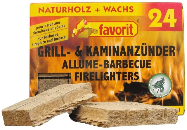24x Kamin Kohle Ofen Grill Anzünder Zündwolle Anzündwürfel ÖKO lange Brenndauer