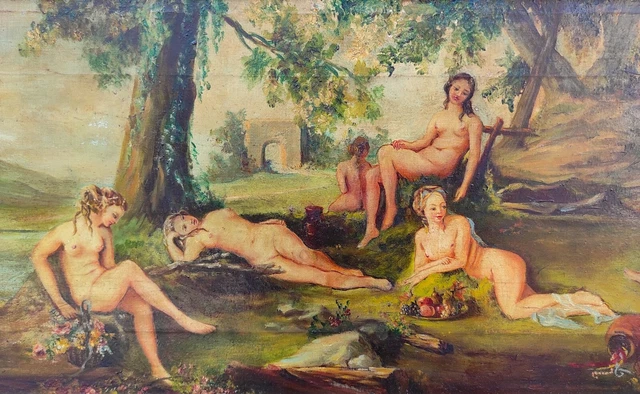 Paisaje Bucólico Con Ninfas - Óleo sobre Lienzo