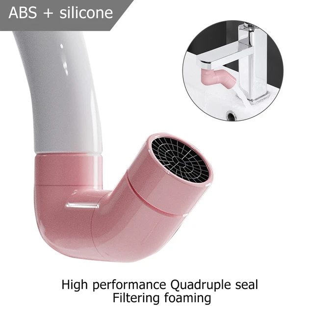 Grifo de fregadero giratorio 720 aireador - Grifo filtro anti-salpicaduras (rosa puro)