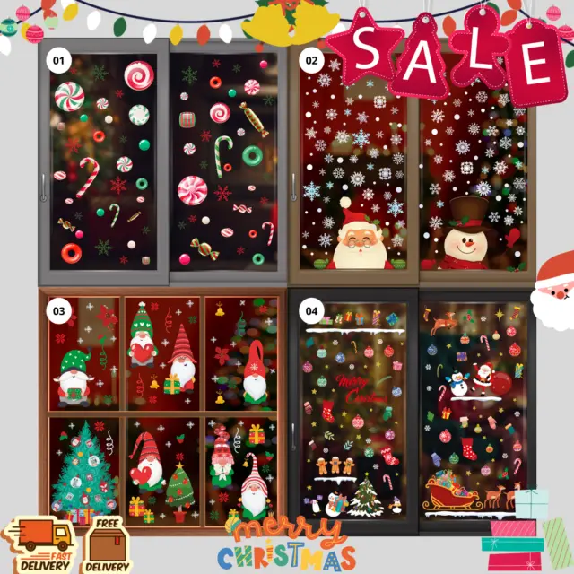 Adesivi finestra rimovibili Natale Babbo Natale decalcomanie arte decorazione casa negozio