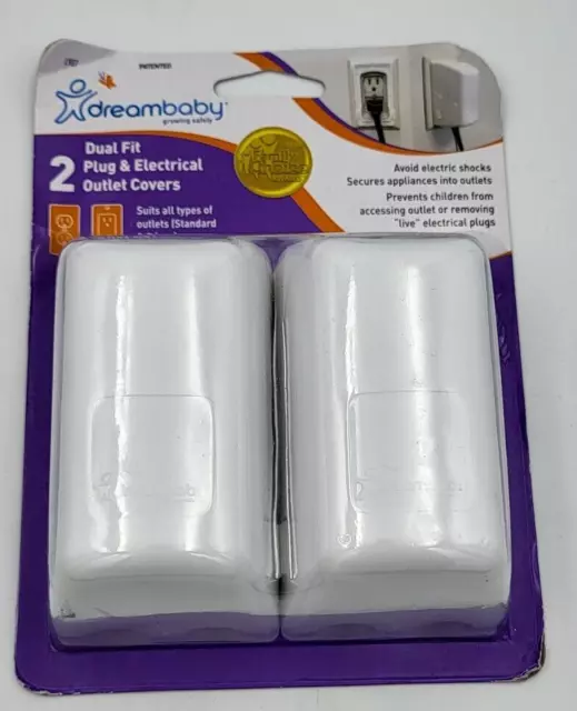 Dream Baby 2 Dual Fit Plug & Electrical Outlet Covers #L907 White - New/Unopened