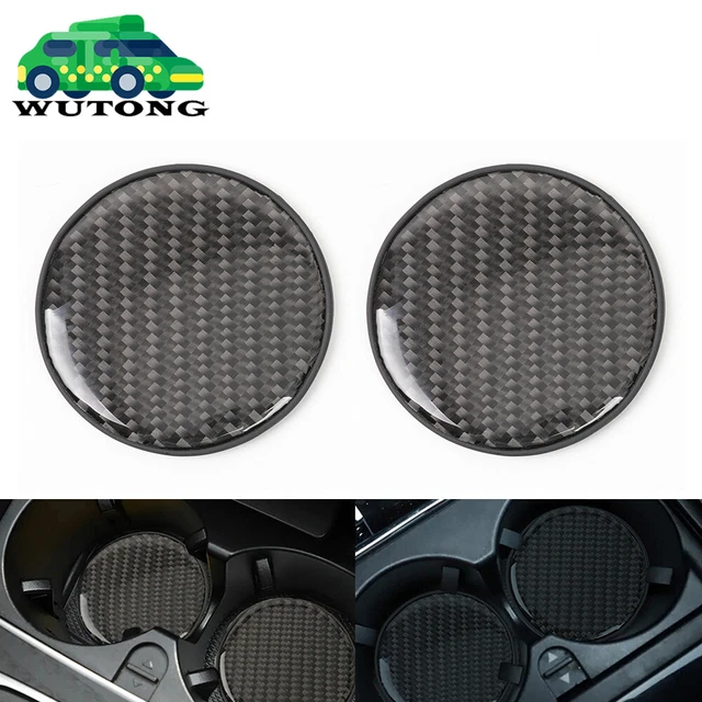 2x Black Carbon Fiber Cup Holder Pad Water Cup Slot Non-Slip Mat Car Accessories 2x Black Carbon Fiber Cup Holder Pad Water Cup Slot Non-Slip Mat Car Accessories