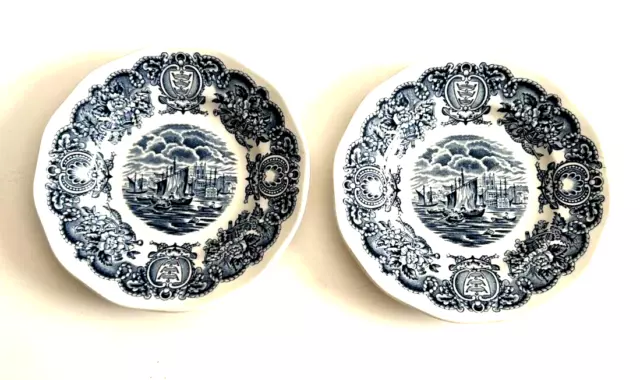 Rare Vintage Historical Ports Of England Saucer Plates Lot Of 2, 6" Plates