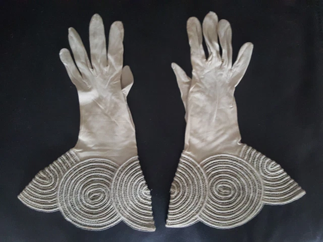 elegante, graue Handschuhe, Vintage, elegant, grey gloves, size 5,5-6,5