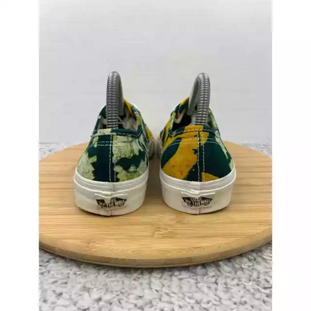 Vans Della Authentic Green Yellow Art Painting Skating Casual Sneakers Womens 8 2