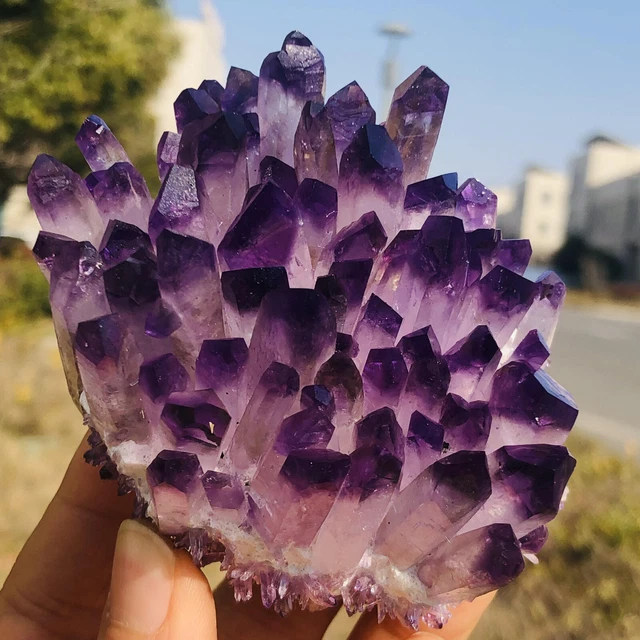 280g New Find purpl Phantom Quartz Crystal Cluster Mineral Specimen Healing 11