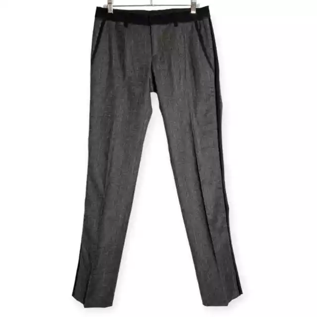 Dolce & Gabbana Stretch Wool Trousers Womens 44 Gray Striped Dress Pants US 8