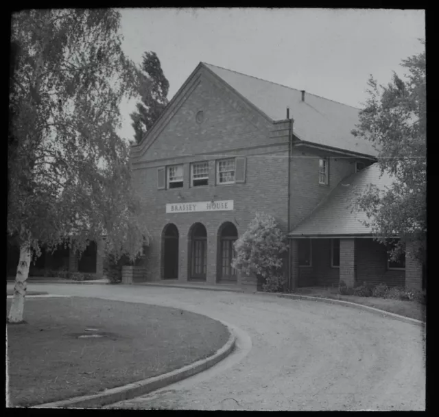 VINTAGE Magic Lantern Slide BRASSEY HOUSE CANBERRA C1949 PHOTO AUSTRALIA