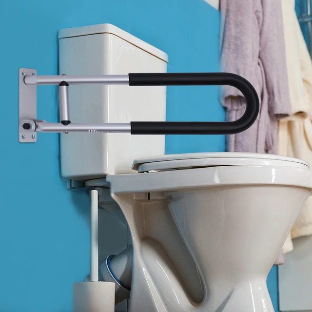 Maniglia di supporto a parete WC, pieghevole - staffa rialzata WC 60 CM, maniglia di supporto, maniglia pieghevole