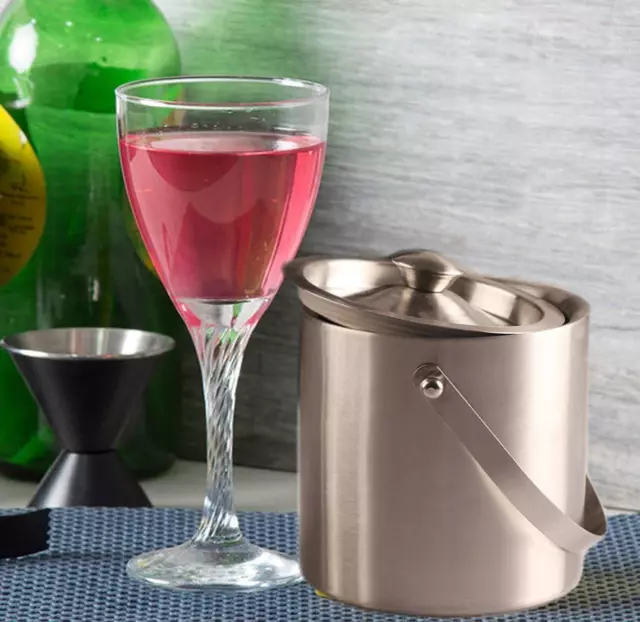 Doppia Parete Isolato Acciaio Inox Ghiaccio Secchio 1.5 L
