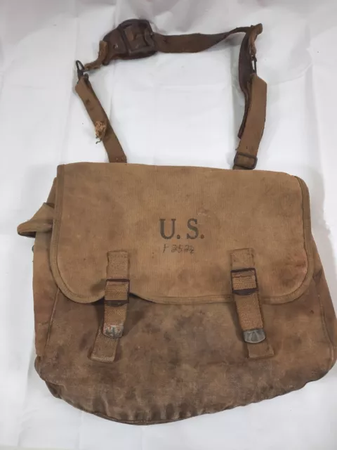 WW2 US Army Field Musette Bag Canvas 1942 The Langdon Tent & Awning Co. M1936