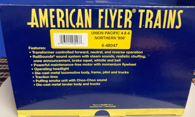 American Flyer S Gauge #6-48047 UP 4-8-4 Northern LN in box 2006