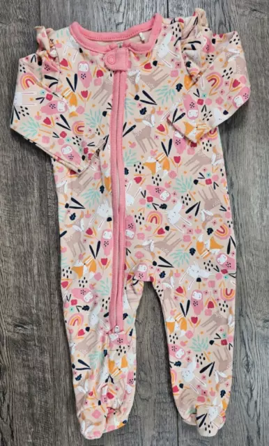 Baby Girl Clothes Laughing Llama 3 Month Floral Forest Friends Footed Outfit