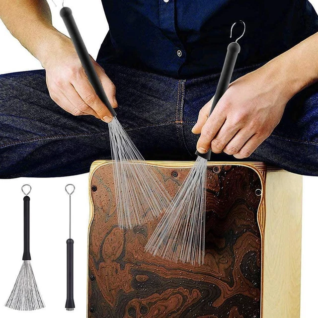 1PC Retractable Jazz Drum Brushes Sticks Metal Steel Wire End Strands Loop N3E3