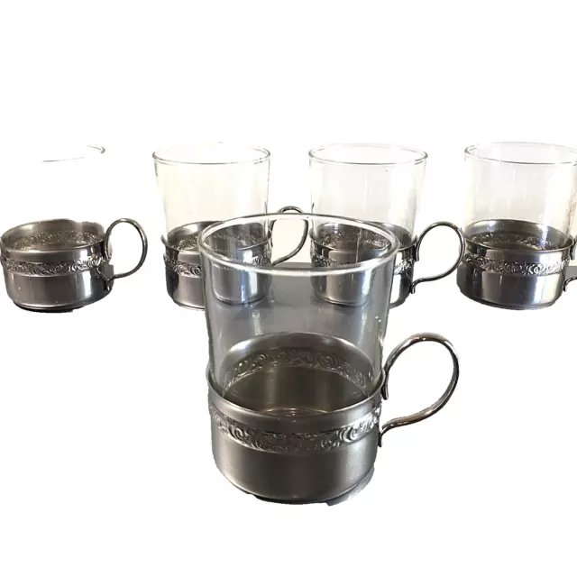 QUIST Teegläser Halter 50er 60er Set Vintage MID CENTURY Teetassen Glas