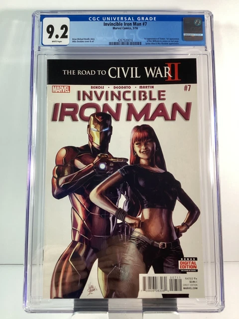 INVINCIBLE IRON MAN #7A CGC 9.2 W/P🥇1st CAMEO APP OF RIRI WILLIAMS🥇🎥DISNEY+🎥 2