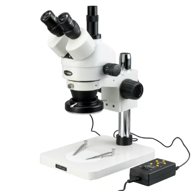 AmScope 3.5X-90X Trinocular Inspection Zoom Stereo Microscope + 144-LED