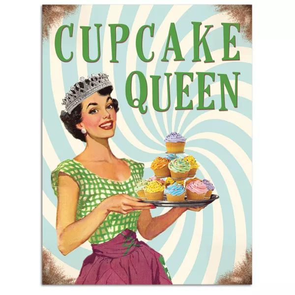 Cupcake Queen, Kitchen Baking, Retro Funny 50s Pin-up Girl Novelty Fridge Magnet