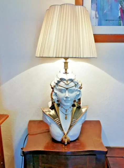 Lampada Ceramica Decorata Oro Anni 70 Modernariato Vintage Lampadario Applique
