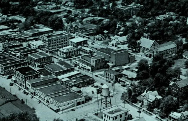 Ruston LA Aerial View Business District Water Tower c1930s WB postcard P20