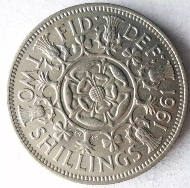 1961 GREAT BRITAIN FLORIN - Excellent Coin - FREE SHIP - Bin #58