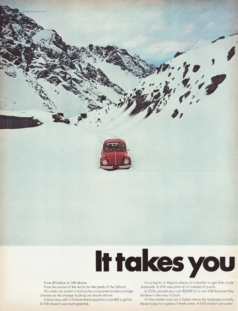 Print Ad Volkswagen 1969 Beetle Bug 2-Page 2-Piece Magazine 10.5"x13.5" Each