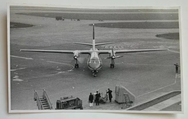 Vintage 1959 3x5 B&W Photo London Airport Aer Lingus Fokker airplane front view