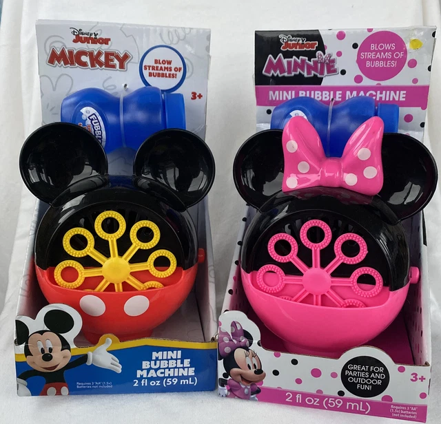 DISNEY JUNIOR MINNIE & MICKEY MOUSE Mini Bubble Machine With Bubbles