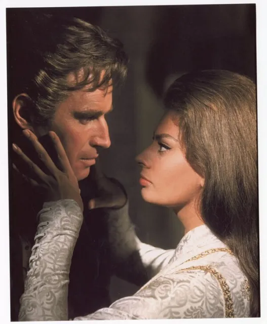 El Cid Sophia Loren Charlton Heston sensual embrace Vintage 8x10 Color Photo