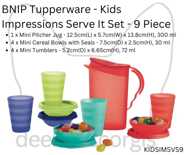 Brand New in Packaging Tupperware Kids - Impressions Serve It Set - Set of 9