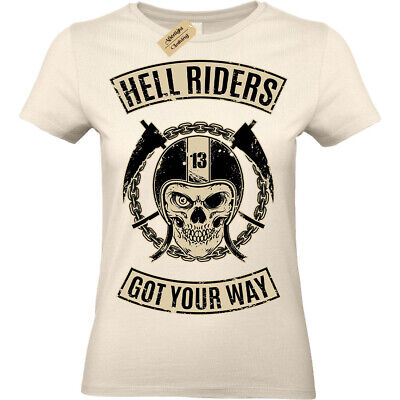 Hell Riders Teschio Biker Motocicletta Moto Rider T-Shirt Donna Top