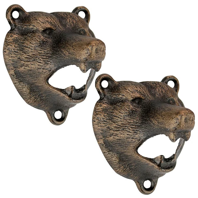 Design Toscano Grizzly Bear of the Woods Cast Iron Bottle Opener: Set of Two