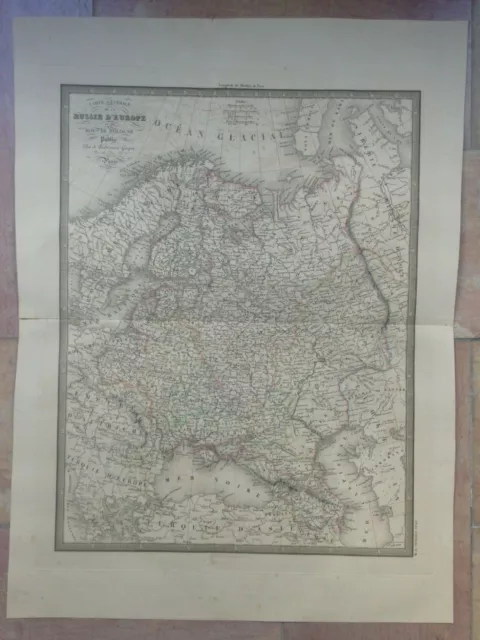 Russia Poland 1837 Andriveau-Goujon Large Antique Map 19Th Century