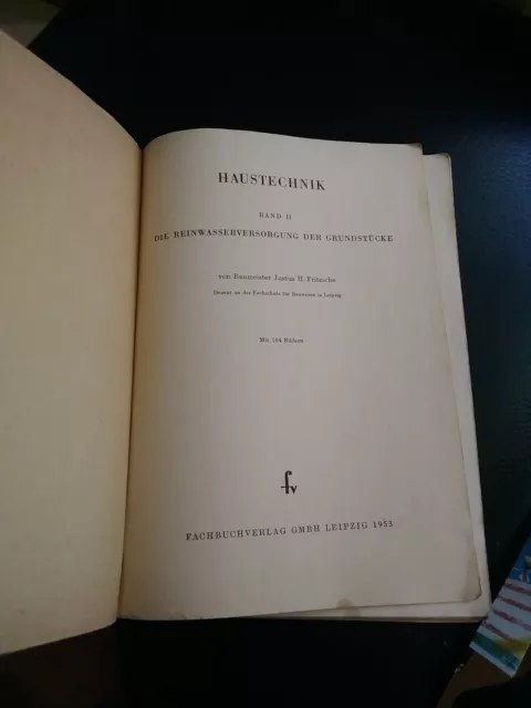 DDR Sachbuch von 1953 : " Haustechnik , Bd. 2 , J.H. Fritzsche , rar , e2 3