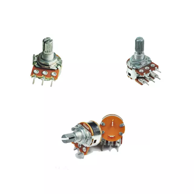 1/2/5/10/20/50/100/200/500 K/M Ohm Potentiometers Lin/Log/Switched/Single/Dual