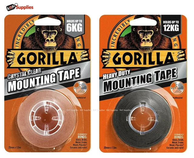 GORILLA GLUE HEAVY Duty Mounting Tape Double Sided Weatherproof Clear