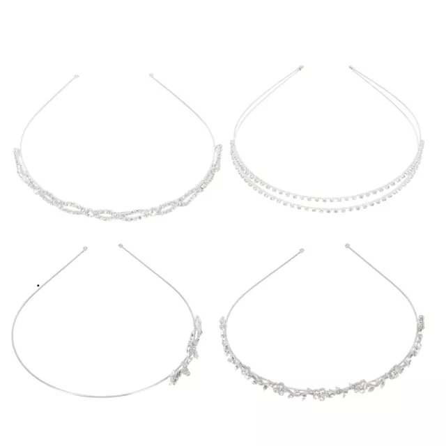 Silver Rhinestone Headband for Women - 4pcs Hair Accessories for Wedding