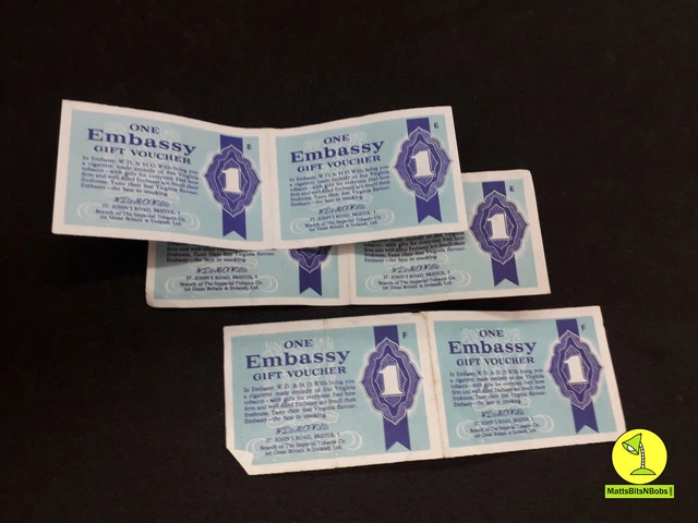 embassy world of speed cigarette cards 3 RARE VINTAGE Retro Collectible Embassy Cigarette Vouchers 1 point. Serial  E-F £2.23