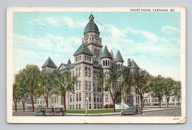 MISSOURI Carthage Court House 1920s Vintage Postcard 4B