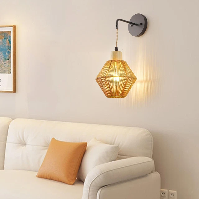 Applique murale en rotin, luminaire pour Restaurant, chambre à coucher,