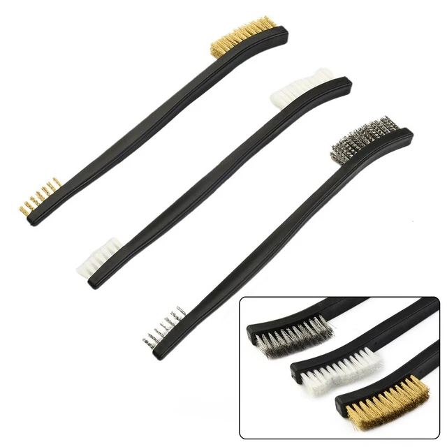 Brosses à fil outil de nettoyage tableau de bord voiture double tête or acier