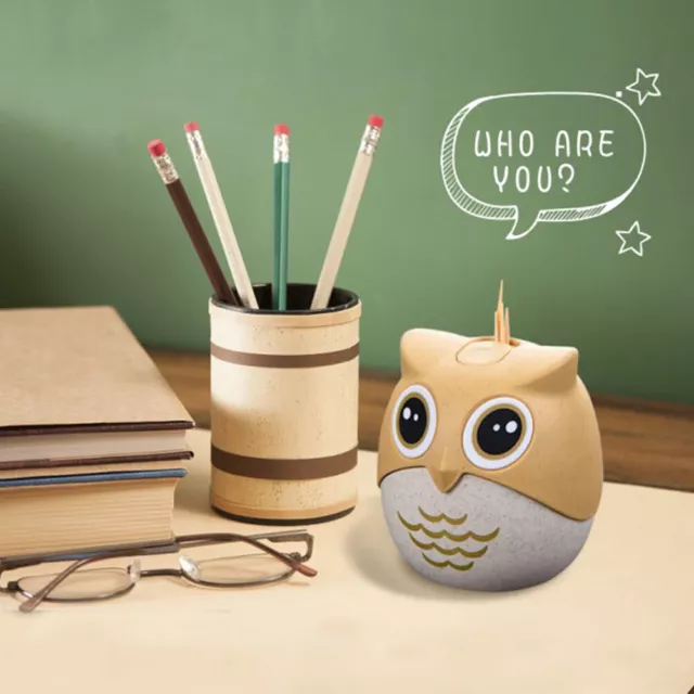 Owl Shaped Toothpick Holder Container Wheat Straw Table Toothpick Storage Box DO
