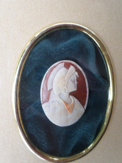 Camée Ancien En Coquille - Profil De Femme Finement Sculpté, Occasion