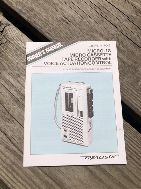 Vintage Owner's Manual For Realistic Micro Tape Recorder Cat. No. 14-1042